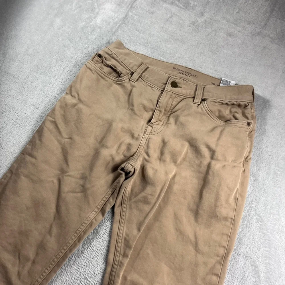 Banana Republic Traveler Slim Fit Pants Mens 30x32 Tan Khaki Chino 5-Pocket
